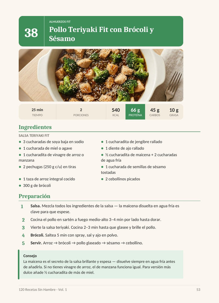 Pollo teriyaki con brócoli · Almuerzos