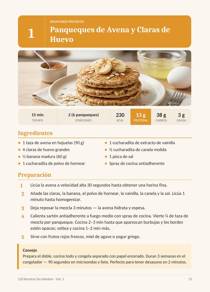 Panqueques de avena y claras · Desayunos